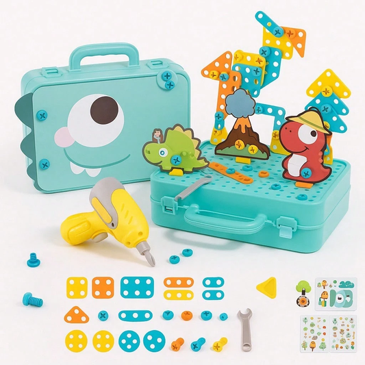 Kids Drill &amp; Build Dinosaur Tool Set – STEM Construction Toy