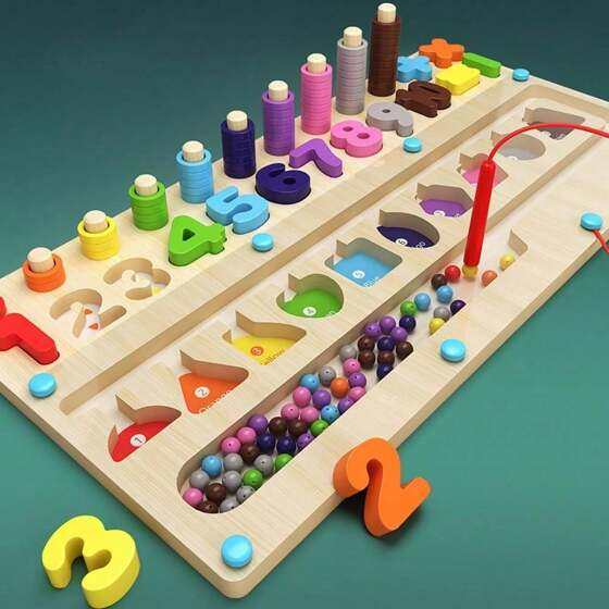 Montessori Wooden Number Puzzle &amp; Counting Toy